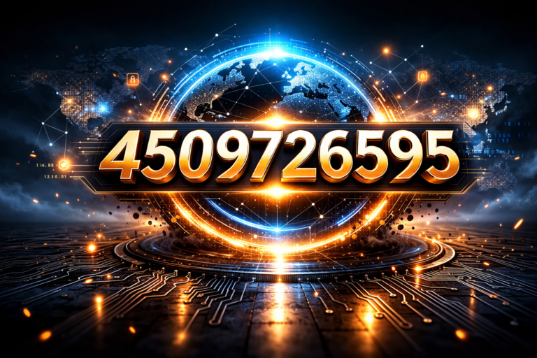 Golden 4509726595 number with digital global network background