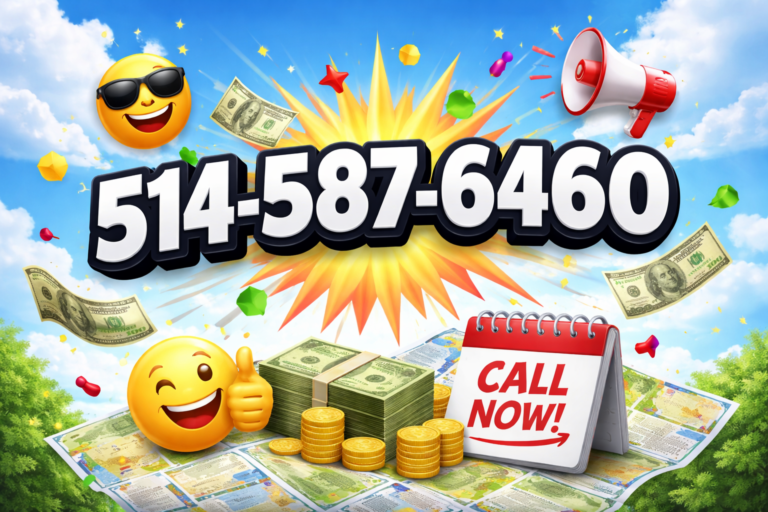 5145876460 displayed in bold text with money, coins, emojis, and call now sign.