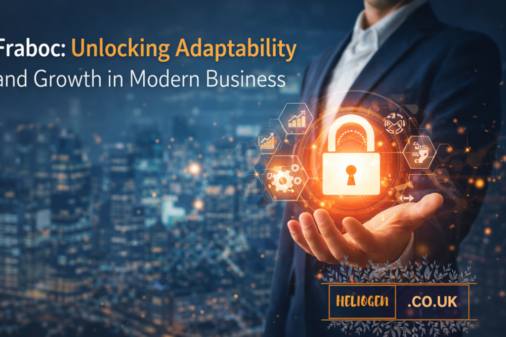 Fraboc concept image showing business leader holding digital security lock over city background