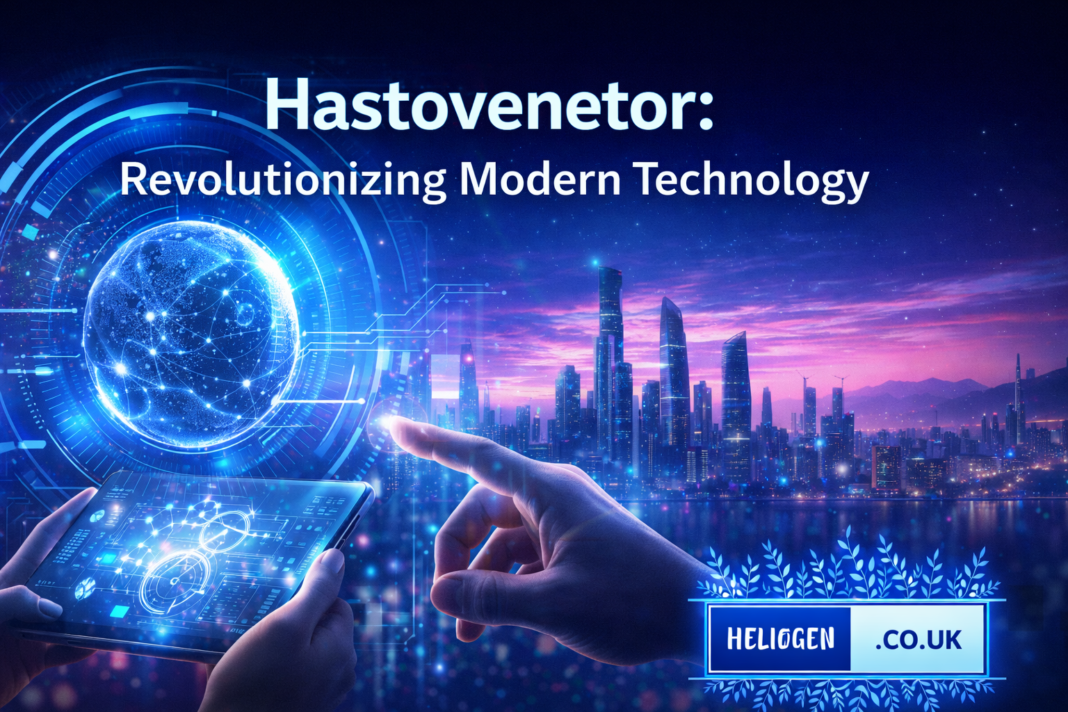 Hastovenetor futuristic technology concept with digital globe and smart interface