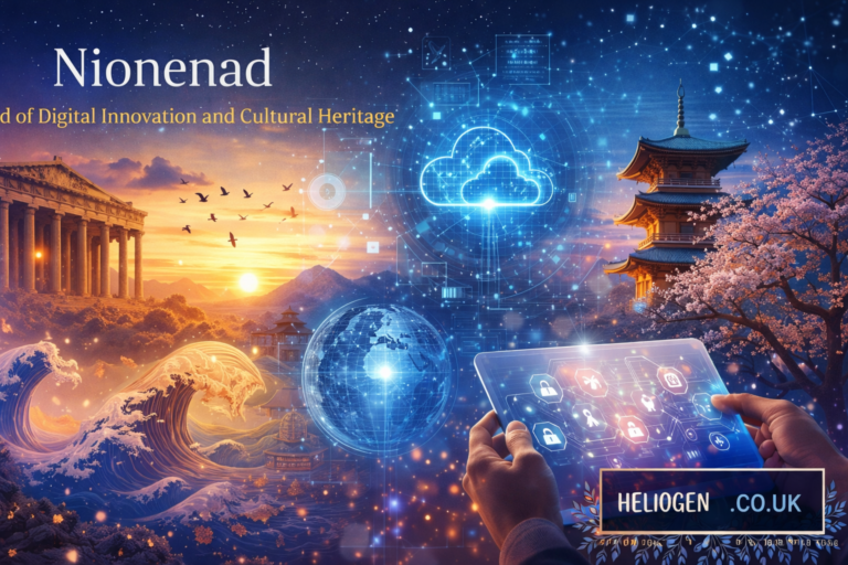 Nionenad concept art blending digital innovation with cultural heritage and cloud technology.