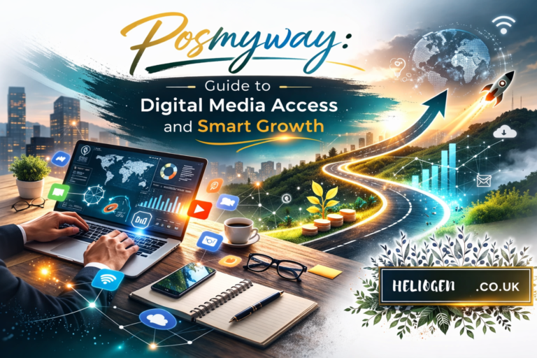 Posmyway digital media access and smart growth guide banner with Heliogen branding