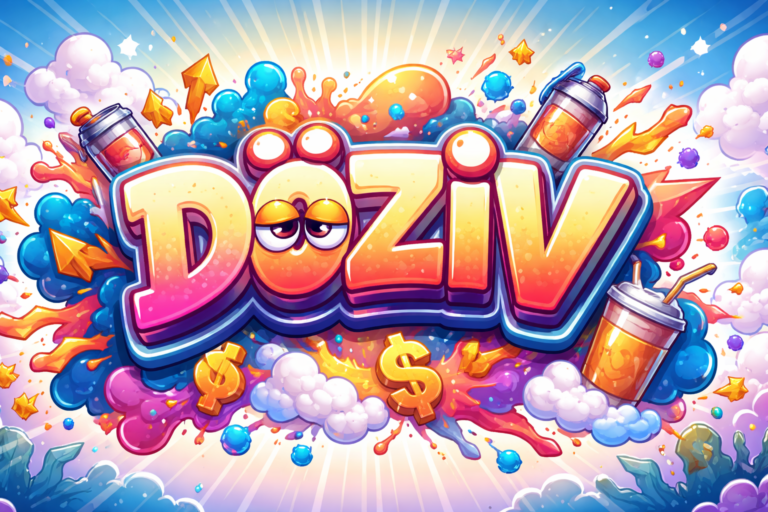 Colorful döziv logo with playful cartoon style
