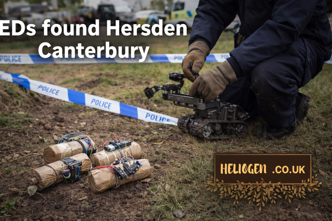 IEDs found Hersden Canterbury – bomb disposal robot examining explosive devices at police scene