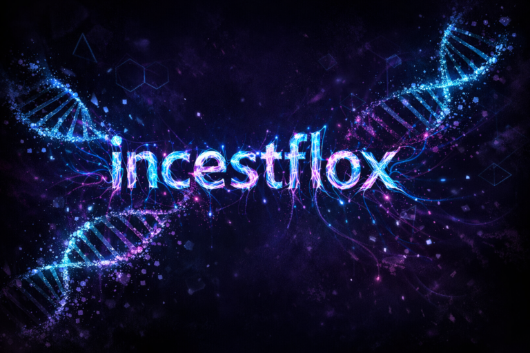 Incestflox logo with glowing DNA strands on dark background