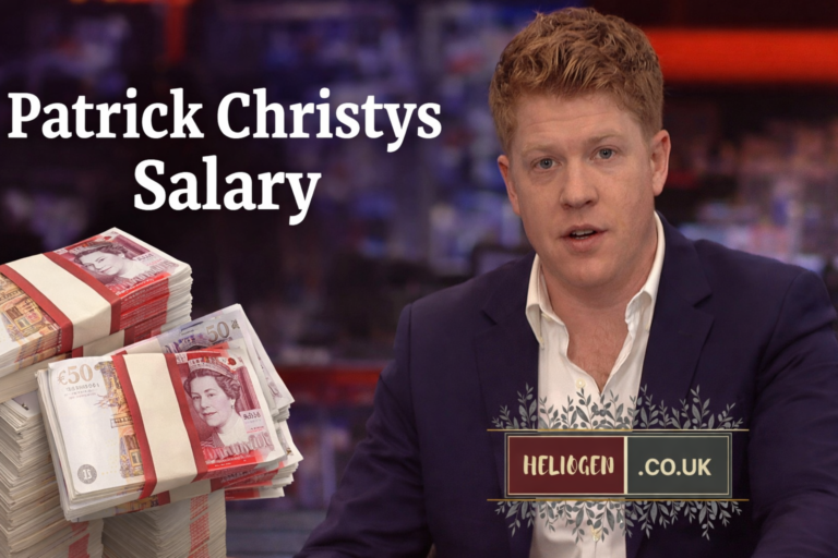 Patrick Christys in studio discussing salary, with stacks of cash beside him.