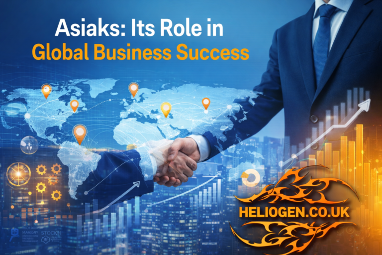 Asiaks global business success concept with handshake, world map, and growth charts