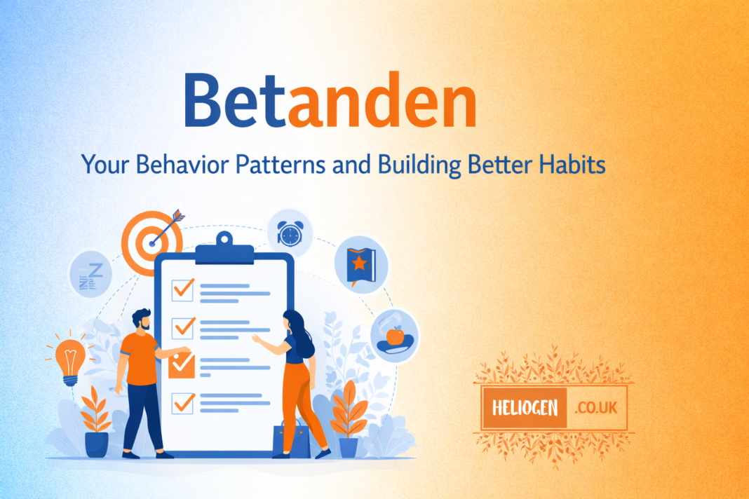 Betanden concept illustration showing behavior patterns and building better habits with checklist and goals.