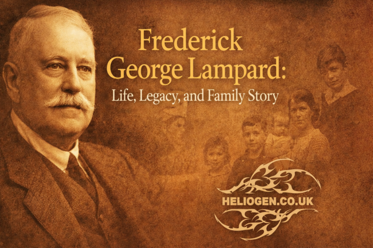 Frederick George Lampard vintage portrait with family background and sepia tones