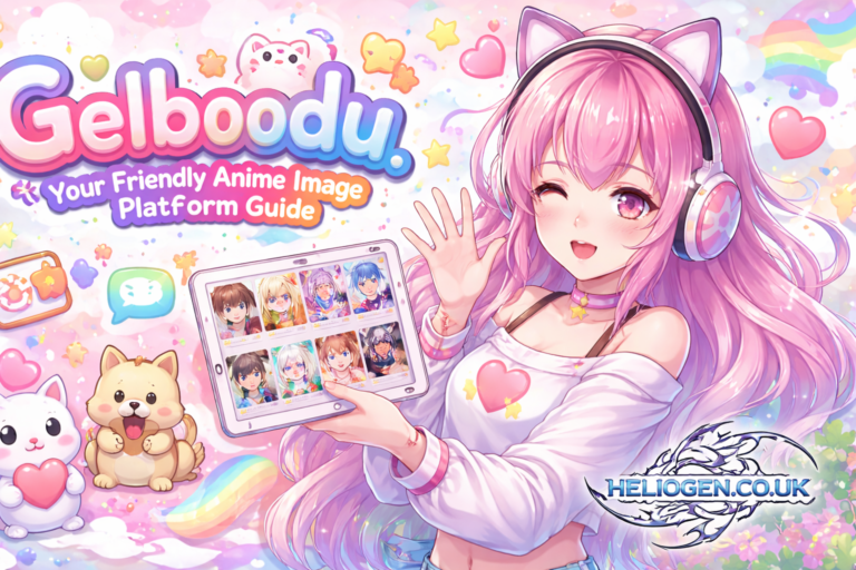 Gelboodu anime image platform guide with cute anime girl and colorful interface