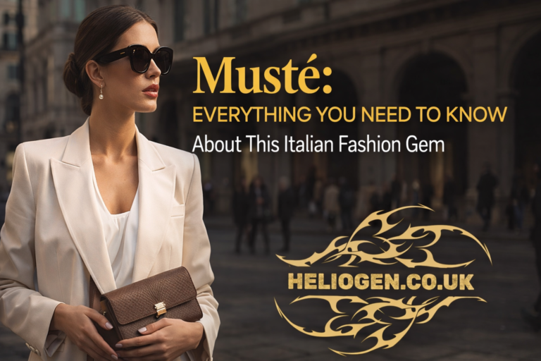 Musté Italian fashion model in elegant white blazer with luxury branding