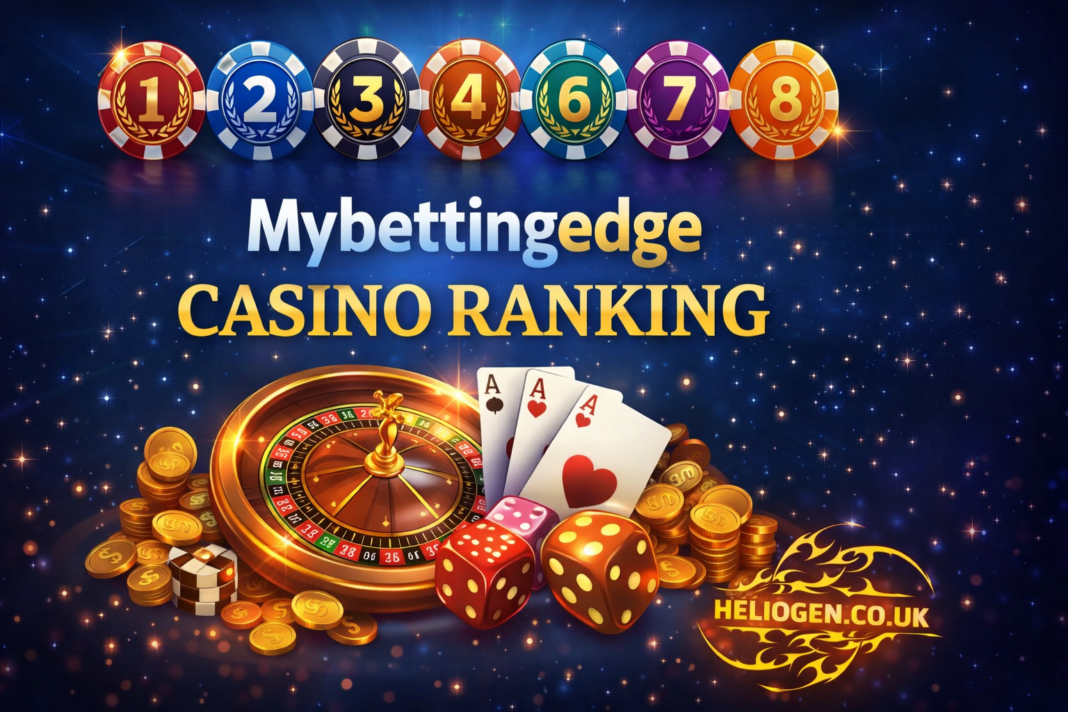 Mybettingedge Casino Ranking banner with roulette, dice, and poker chips