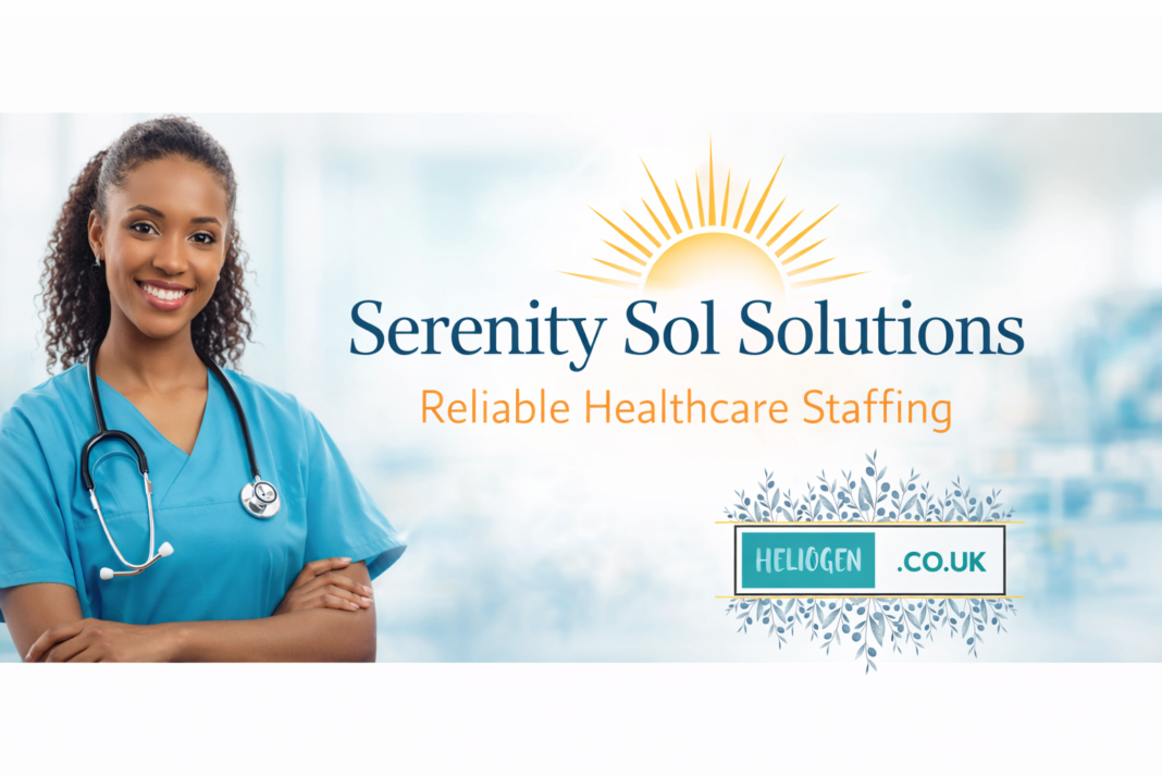 Serenity Sol Solutions healthcare staffing banner with professional nurse
