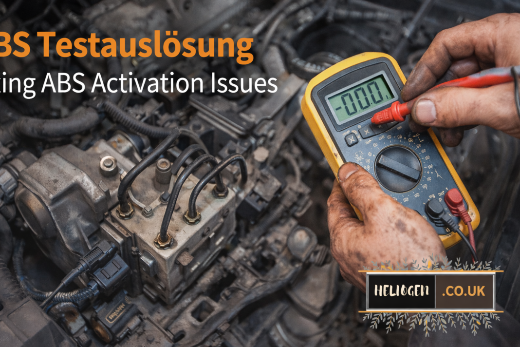 ABS Testauslösung with multimeter diagnosing car ABS system