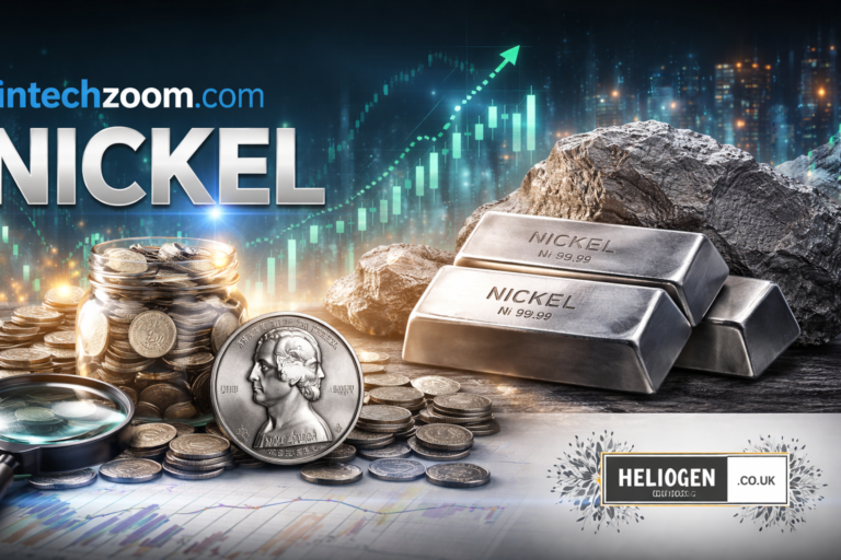 FintechZoom.com Nickel banner with nickel bars, coins, and rising market chart.