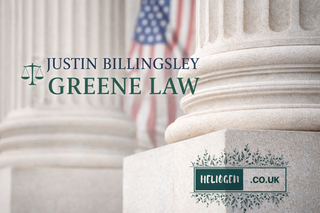 Justin Billingsley Greene Law professional legal concept with modern branding