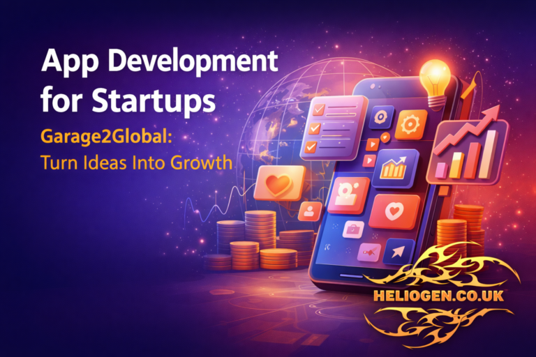 App Development for Startups with Garage2Global growth concept illustration
