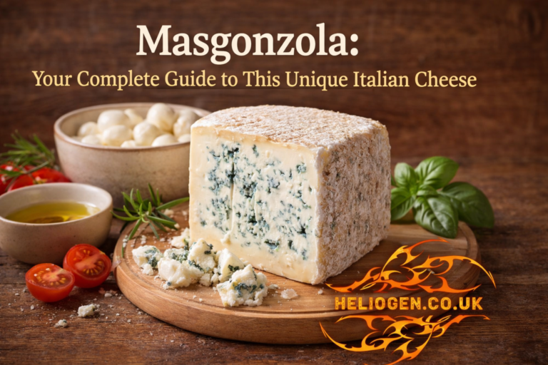 Masgonzola Italian cheese on wooden board with herbs and fresh ingredients