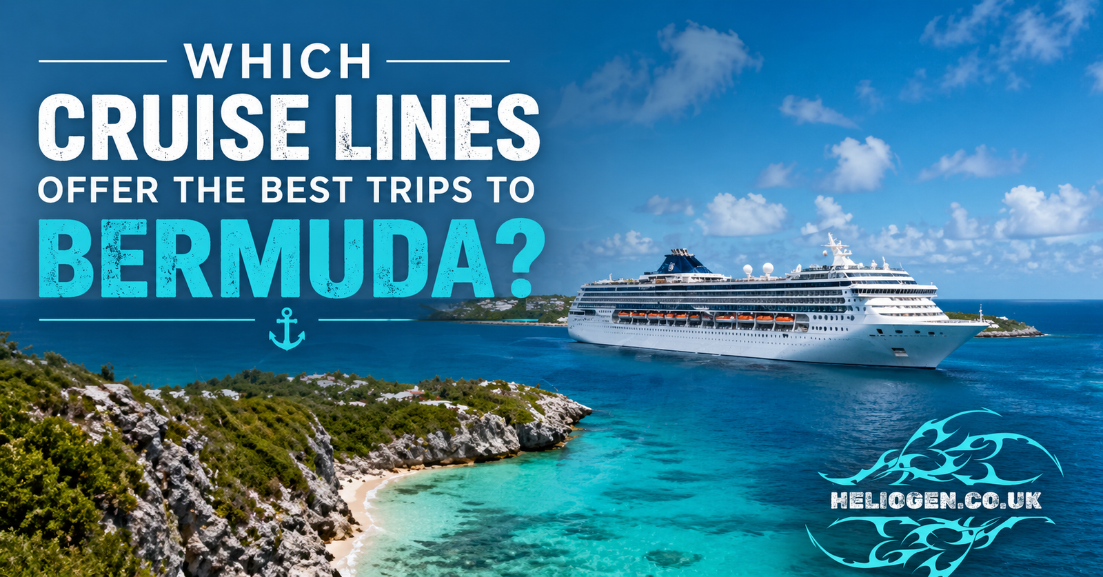 Cruise ship sailing in turquoise Bermuda waters with scenic coastline